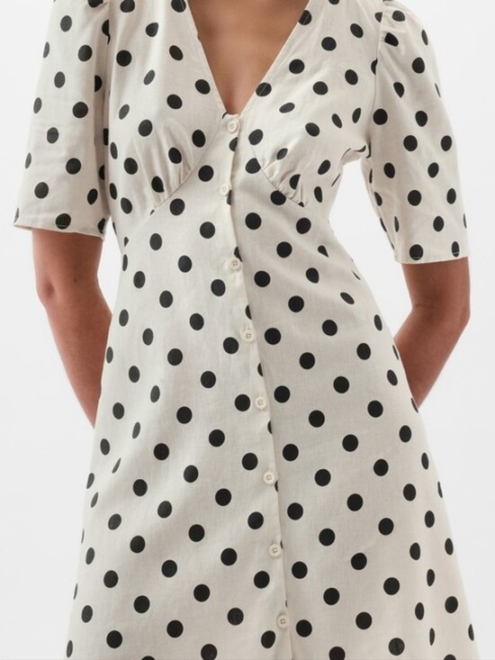 GAP Dresses & Skirts - Gap Linen Blend Polka Dot Button Down Dress
